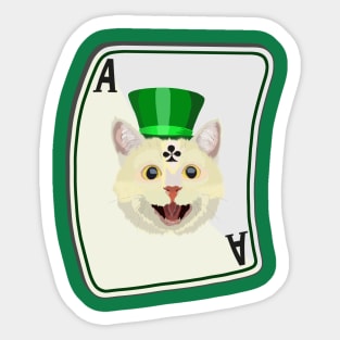 Lucky Cat Hat Ace Sticker